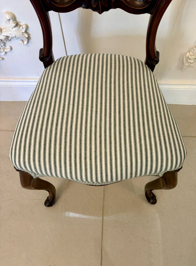 Set of 6 Antique Victorian Quality Carved Mahogany Balloon Back Dining Chairs - Image 9